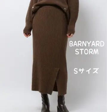 BARNYARD STORM FOX 혼방 리브 스커트 브라운 S 사이즈