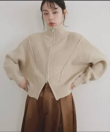 LIAN 알파카 터치 더블 지퍼 풀 오버