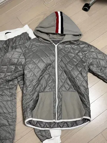 그레이 퀼팅 후드 부착 세트