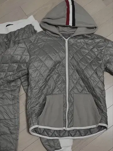 그레이 퀼팅 후드 부착 세트