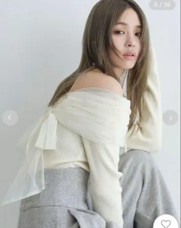 FRAY I.D 2way 튤 콤비 오프숄더 니트