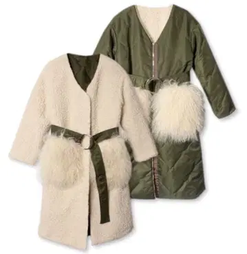 리버서블 퀼팅 자켓 올리브 그린