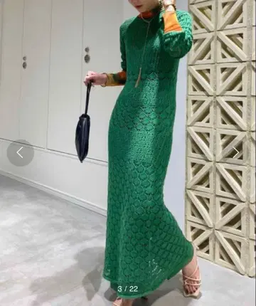 Ameri 아메리빈티지 CROCHET RAGLAN LONG DRESS