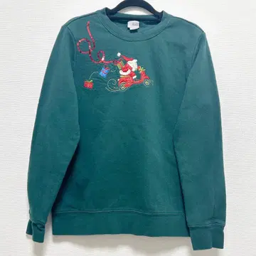 080 산타 크리스마스 모스그린 짙은 녹색 구제 의류 트레이닝복 귀여운