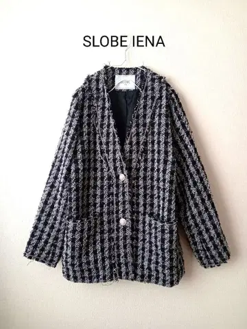 택 포함 새상품 SLOBEIENA 트위드 노카라 자켓