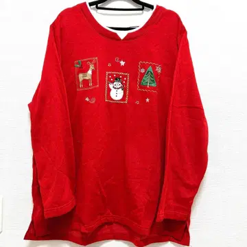 011 크리스마스 눈사람 자수 구제 의류 트레이닝복 맨투맨 빨간색 레드