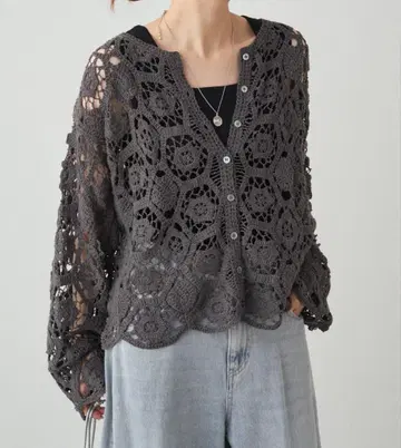 퓨어세신 완판템!!택 포함 새상품 크로셰 뜨개질풍 가디건