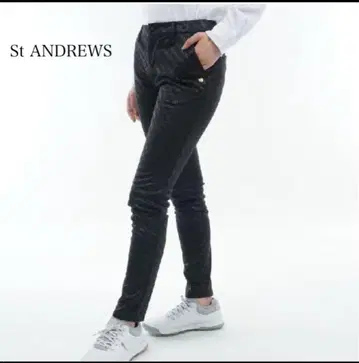 St ANDREWS 블랙 슬림핏 팬츠