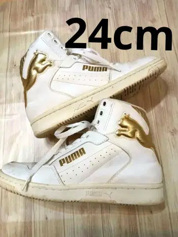 PUMA CATS 하이컷 화이트/골드 24cm