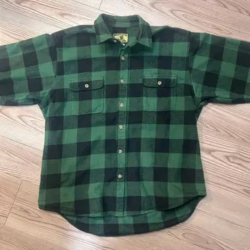 FIELD & STREAM XL 그린 블랙 체크 플란넬 셔츠