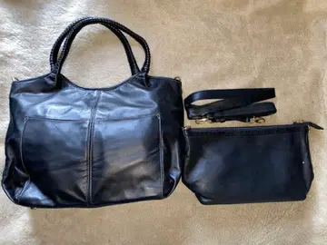 [하자품] 가죽 블랙백 숄더 스트랩 포함