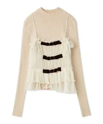 리본 뷔스티에 세트 니트탑