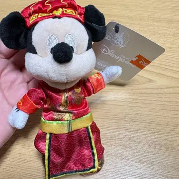 홍콩 디즈니 한정판 미키 봉제 인형 키링 차이나복