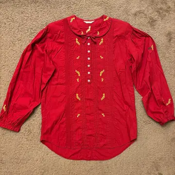 핑크하우스 미모사 패턴 블라우스 빨간색