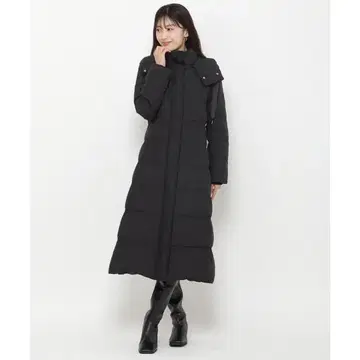 And Couture 후드 부착 네이비 슈퍼 롱 다운