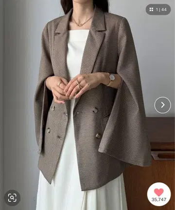 Louere 브라운 테일러드 자켓 라메 뷔스티에 니트 세트