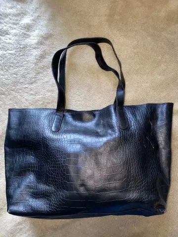 블랙 크로커다일풍 빅 토트백