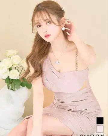 sugar JEAN MACLEAN 핑크 원 숄더 타이트 드레스