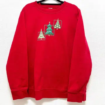 121 크리스마스 트리 자수 빨간색 레드 구제 의류 트레이닝복