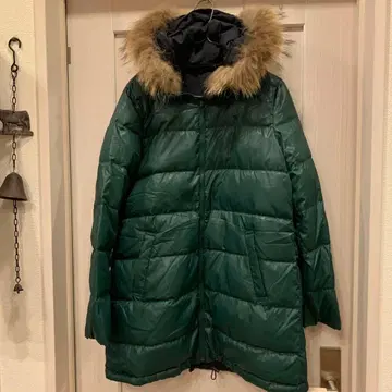 리버서블 퍼(털) 포함 다크 그린 롱 다운