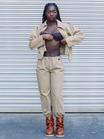 [ LEINWANDE ] Check Bra Top / Brown