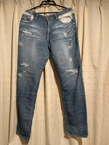 MORE CORE DIVISION 데미지 가공 데님 팬츠 라이트 블루