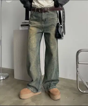 [ SNS에서 화제의 반짝이는 데님 ] 오로라 큐빅 데님 SHAGGI