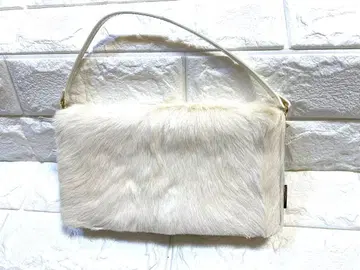 GINZA Kanematsu 긴자 카네마츠 아이보리 퍼 핸드백