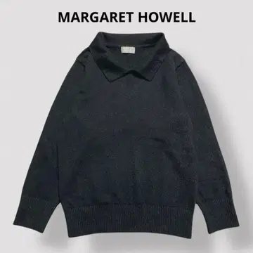 [카라 부착 캐시미어 49%] 마가렛호웰 울 니트 블랙