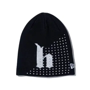 hood 모리 루나 로고 블랙 니트 비니