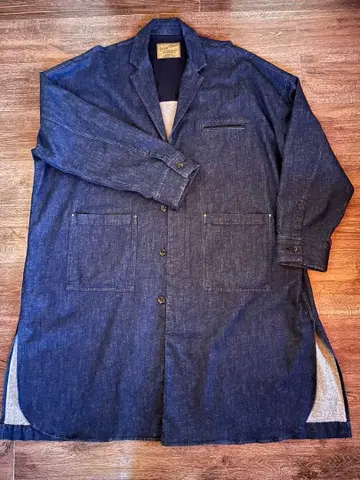 다크 네이비 데님 롱 코트