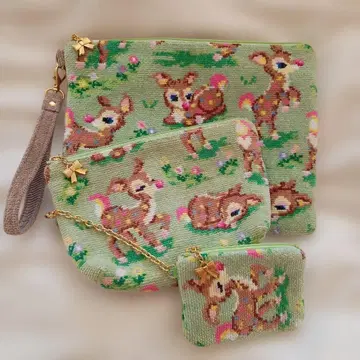 미사용 페이러 툰툰밤비노 파우치 대소 키케이스 3종 세트