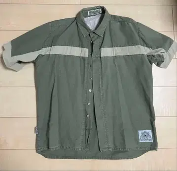 Snug Industries 반팔 워크 셔츠 올리브 그린