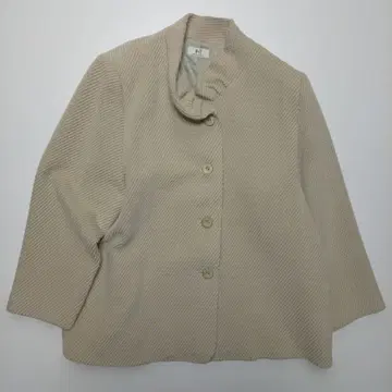 베이지 니트 노카라 자켓