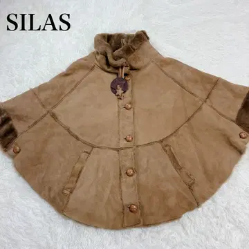 미사용급 사이러스 리얼 무스탕 양가죽 판초 소가죽 버튼 참