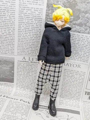 시칠리아의 추억 사이즈 의류 아웃핏 후드티 [블랙 x 아이보리] 세트