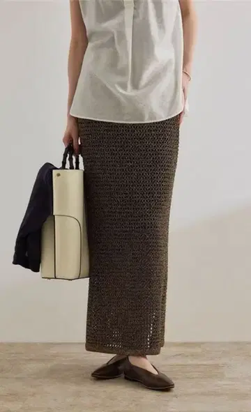 ROPE 라메 메쉬 스커트 골드 38