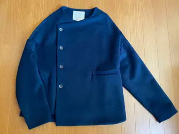 08Mab 울 노카라 숏 자켓 플레어 실루엣