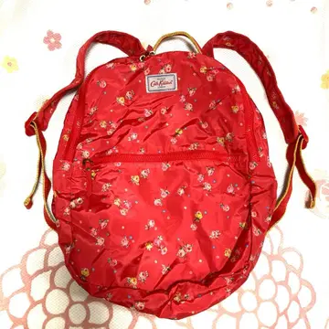 CathKidston 접이식 백팩 빨간색 꽃무늬