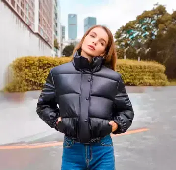 [새상품] 가죽 다운 자켓 블랙 숏 기장 인조 가죽 한국