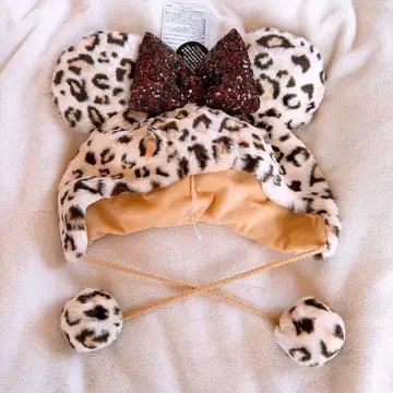 새상품 디즈니 팬캡 미니 레오파드 무늬 브라운