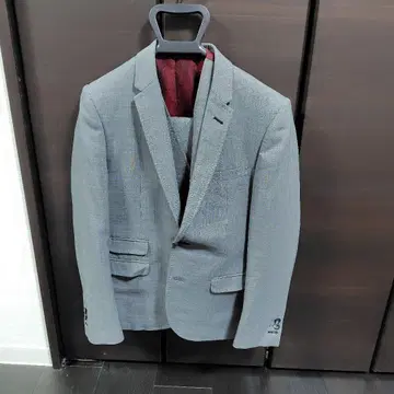 그레이 울 혼방 비즈니스 정장