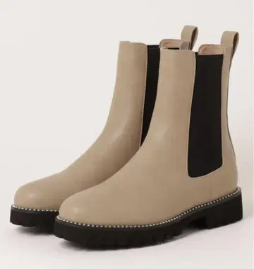 아르테미스 다이애나 사이드 고어 부츠 23.5cm 베이지 가죽