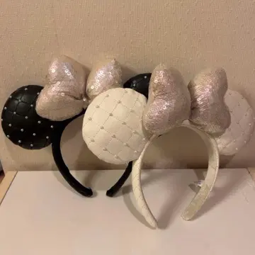 디즈니 미니 퀼팅 머리띠 화이트 블랙