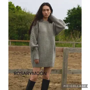 ROSARYMOON 로자림문 그레이 니트 원피스 백 오픈