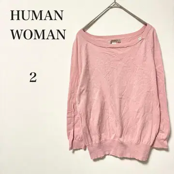 휴먼 우먼 핑크 니트 긴팔 상의 풀오버 2사이즈