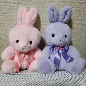 토끼 봉제 인형 핑크와 보라색 2체 세트