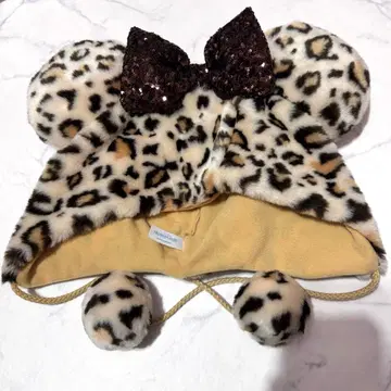 새상품 디즈니 팬캡 미니 레오파드 무늬 브라운