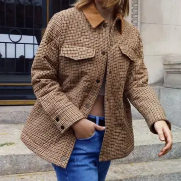 ZARA 퀼팅 체크 자켓