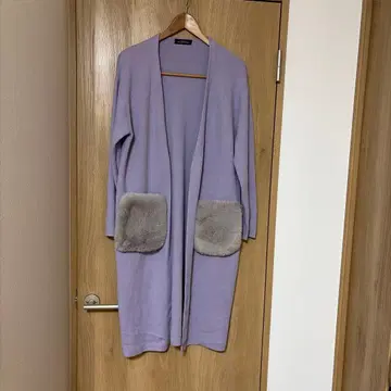 GREEN LABEL RELAXING 인조 모피 앞 포켓 가디건